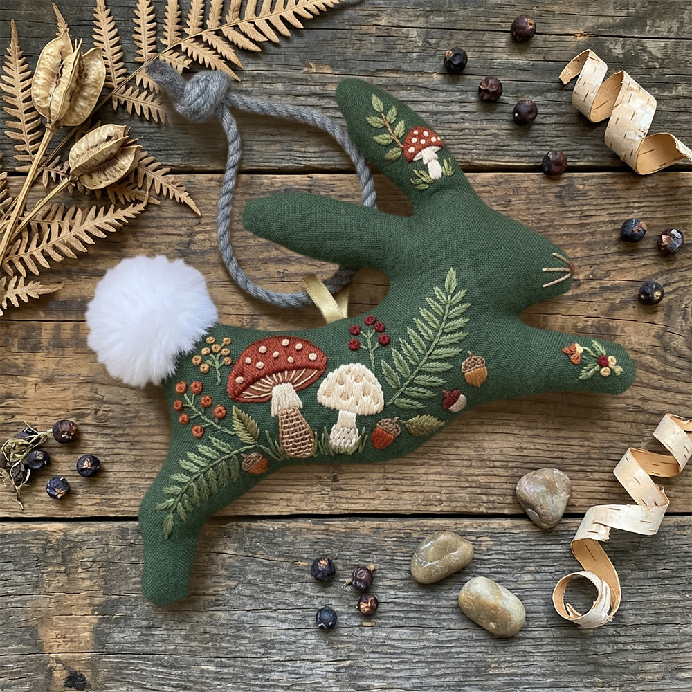 Rubbyoo Rabbit Embroidery Kit - Mushroom And Fern Grove | Cozy Diy | Whimsical Basket Surprise - image 6