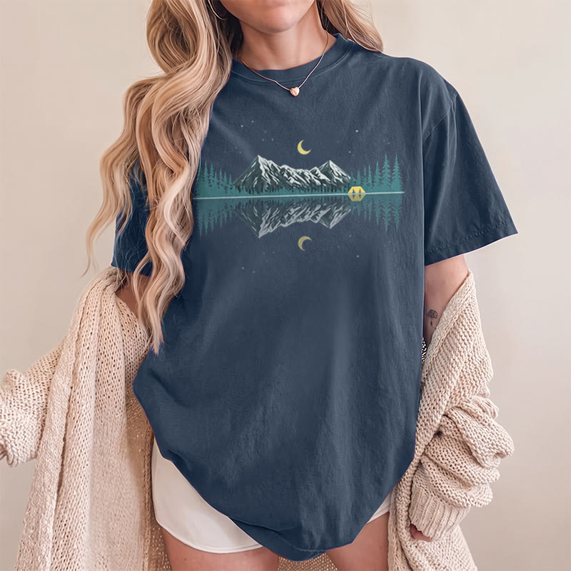 Rubbyoo Mountain & Moon Graphic Tee  - Unique Nature-inspired Gift For Friend | Soft Oversize Shirt For Hiking - image 11