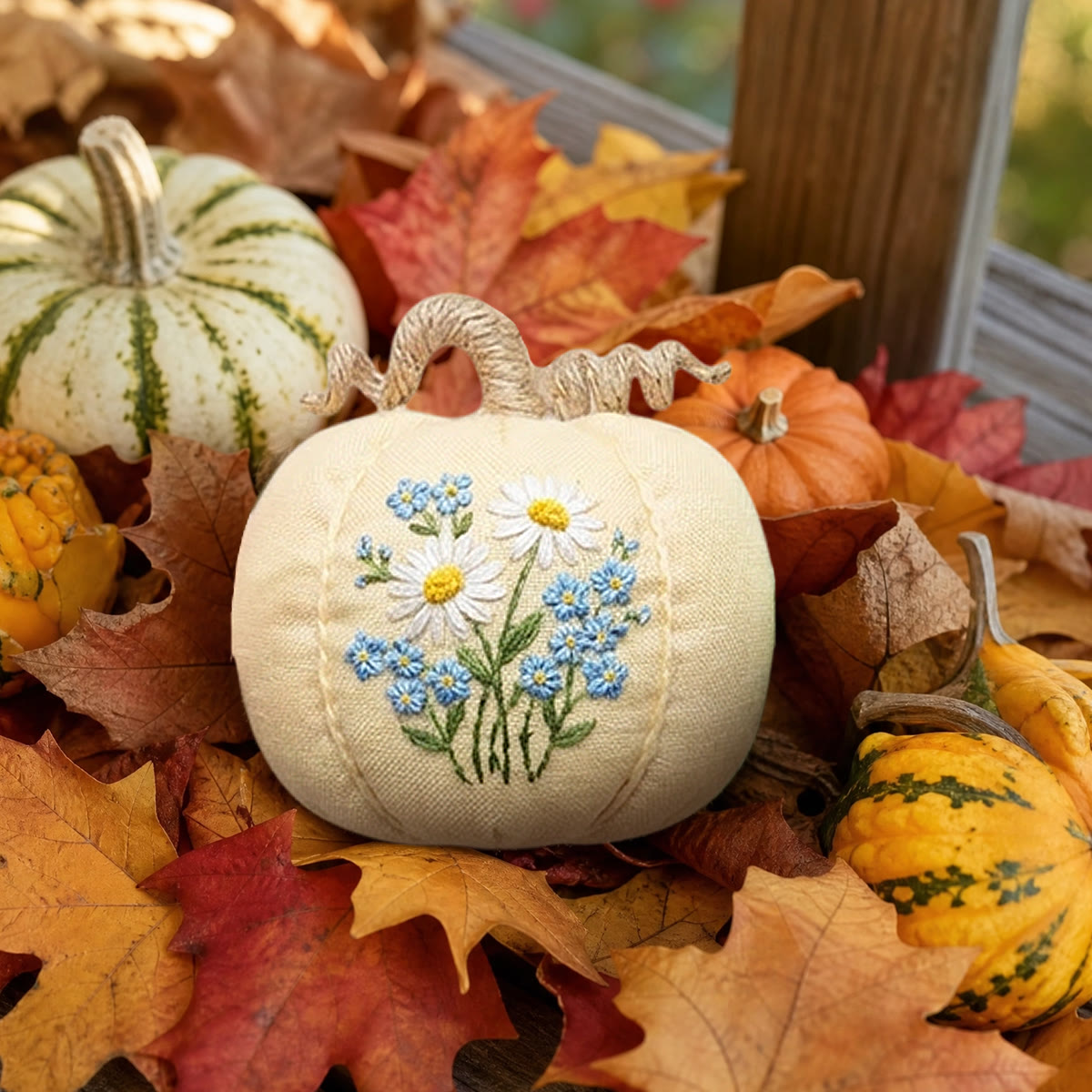 Rubbyoo Halloween Pumpkin Embroidery Kit -  Blooms & Birdsong | Cozy Handmade Sewing Kit | Pastel Colors Women Bag Charm - image 10
