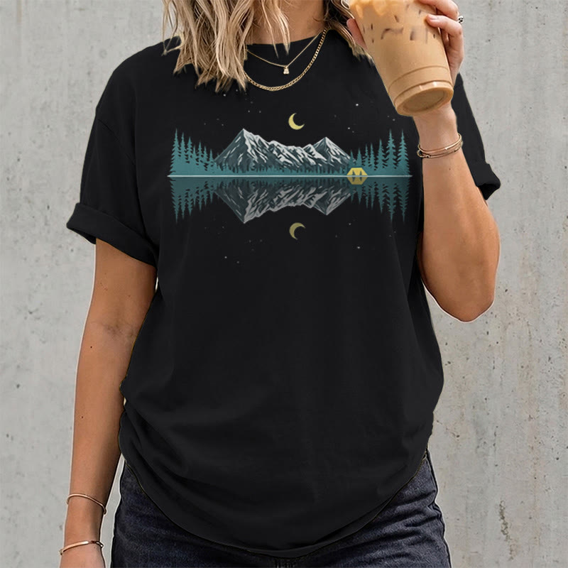 Rubbyoo Mountain & Moon Graphic Tee  - Unique Nature-inspired Gift For Friend | Soft Oversize Shirt For Hiking - image 12