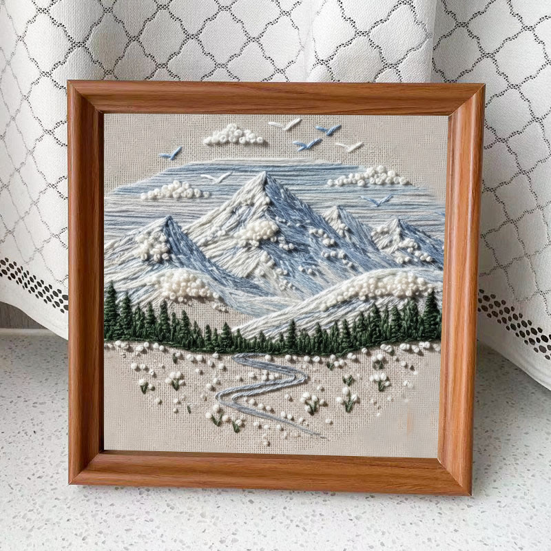 Rubbyoo Embroidery Kit - Snowy Mountain | Handmade Scenery Art | Nice Needle Craft - Embroidery Kit Plus An Extra Frame - image 10