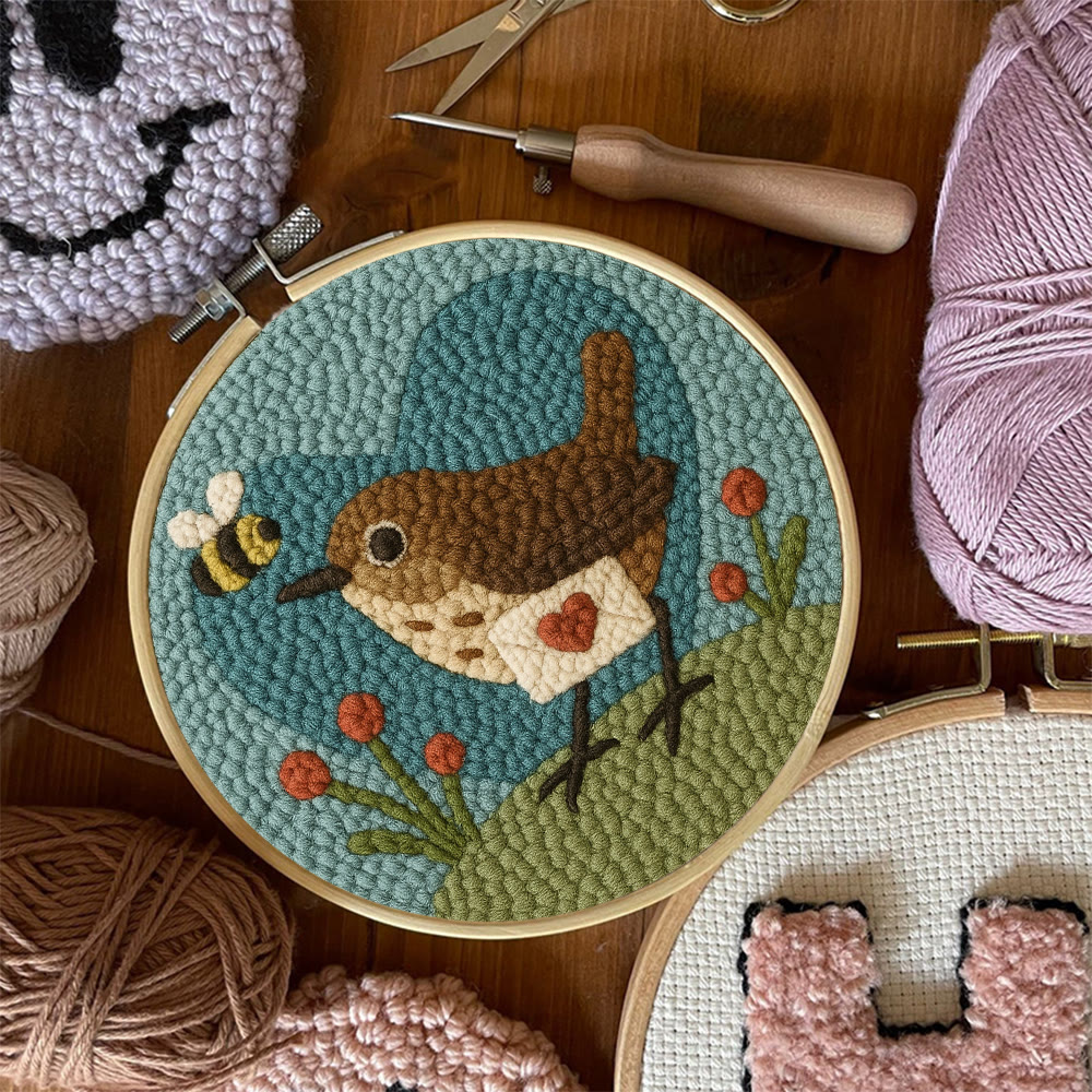 Bird and Bee Heart-Themed Punch Needle Kit – Beginner-Friendly DIY Choice | Charming Decorative Piece - image 8