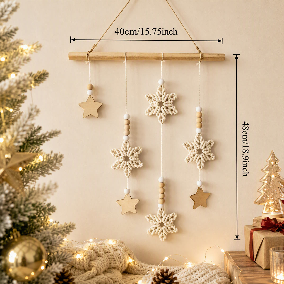 Rubbyoo Rustic Crochet Snowflake Wall Hanging – Cozy Winter Holiday Home Accent | Elegant Timeless Nordic Decor - image 5