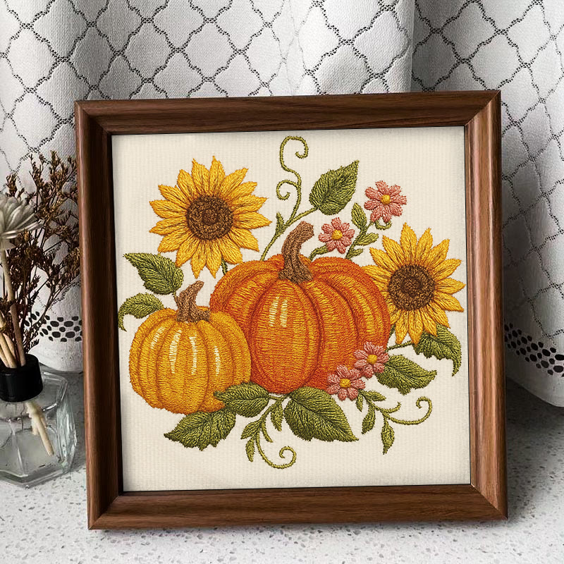 Rubbyoo Embroidery Kit - Sunflower Pumpkin | Diy Helloween Craft | Easy Beginner Needlework - Embroidery Kit Plus An Extra Frame - image 10