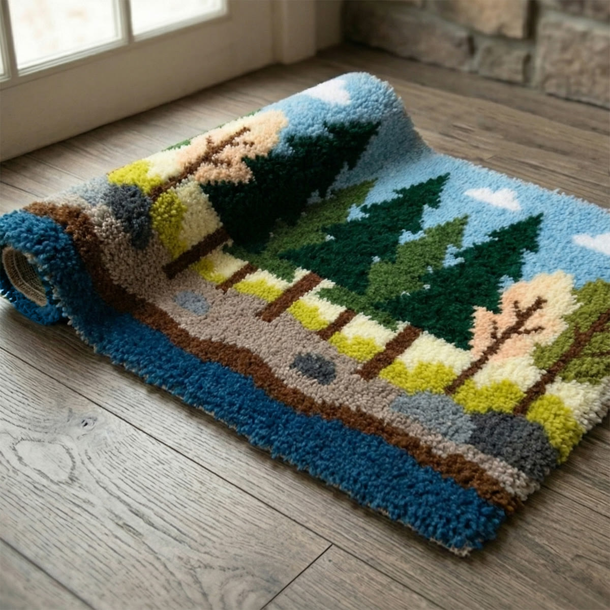 Rubbyoo Latch Hook Rug Kit - Forest View | Handmade Landscape Craft | Creative Nursery Mat - image 7