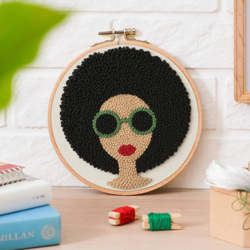 Fashionable Woman Punch Needle Kit - Needle Craft  For Beginners | Diy Wall Hanging - image 9