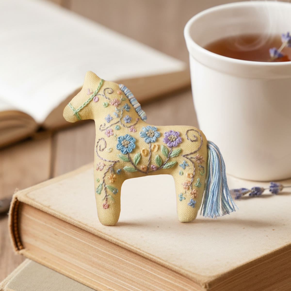 Rubbyoo Horse Embroidery Kit - Blue And Purple Flower | Nice Birthday Gift | Diy Stitch Art - image 3