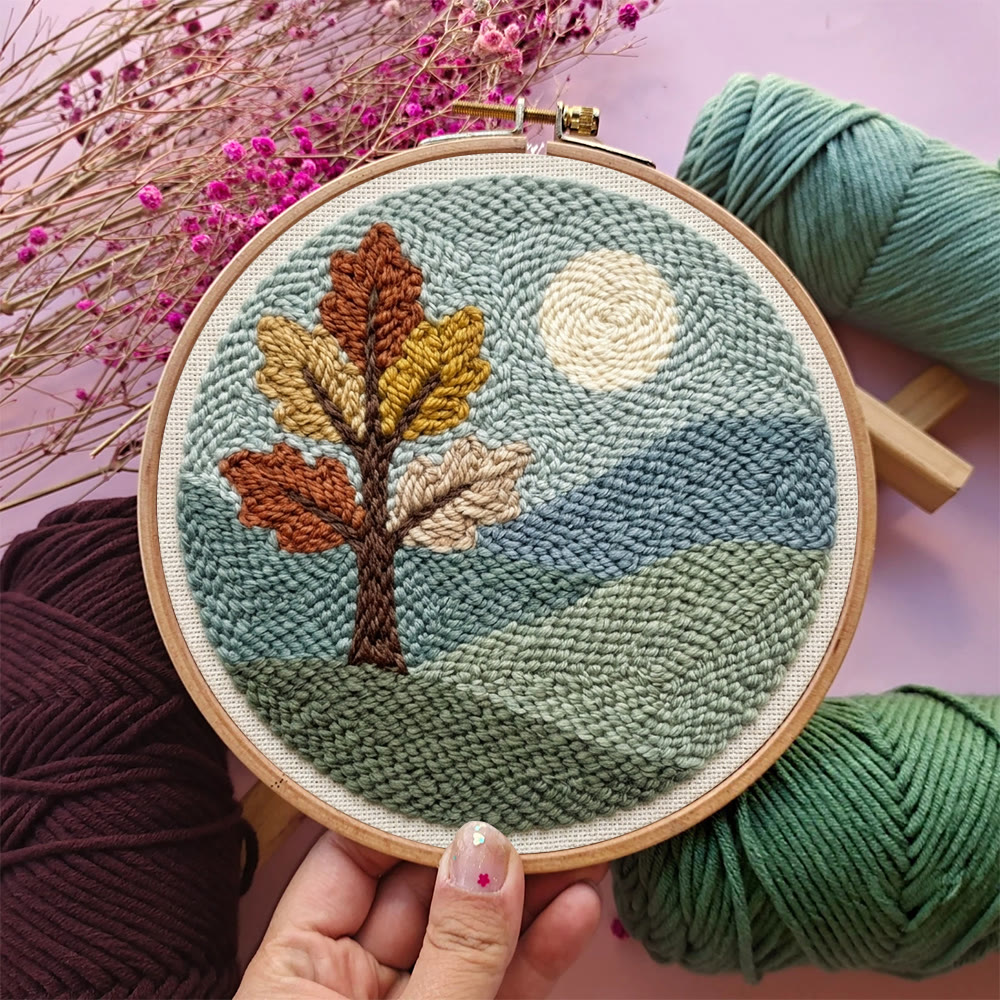 Standing Maple Tree Punch Needle Kit - Easy-to-do Handicraft For Nature Lover | Artistic Wall Hanging Art - image 5
