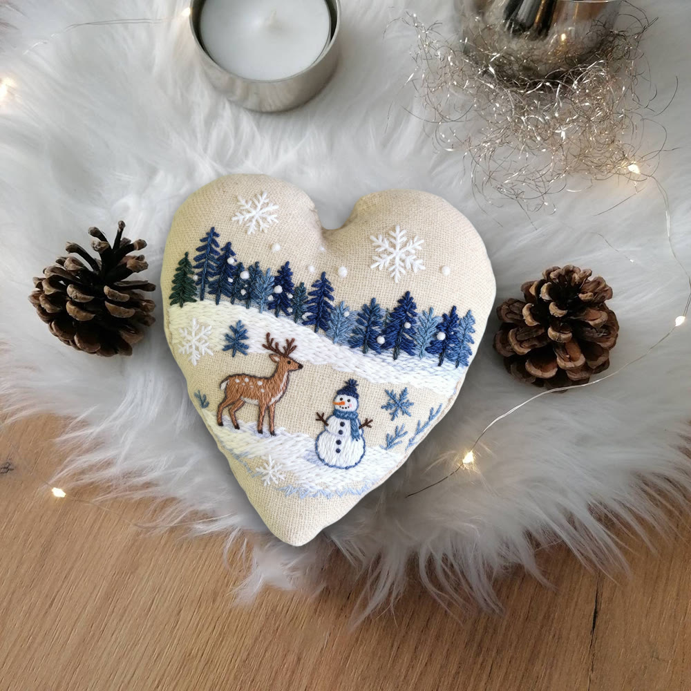 Rubbyoo Heart Embroidery Kit - Deer And Snowman | Handmade Winter Craft | Diy Home Decoration  - image 10
