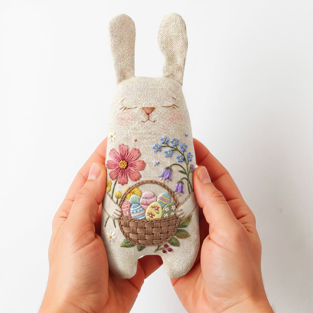 Rubbyoo Bunny Toy Embroidery Kit - Floral Easter Egg Basket | Joyful Diy Stuffed Rabbit | Portable Sewing Kit - image 3