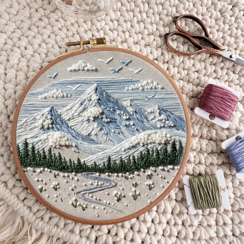 Rubbyoo Embroidery Kit - Snowy Mountain | Handmade Scenery Art | Nice Needle Craft - image 8