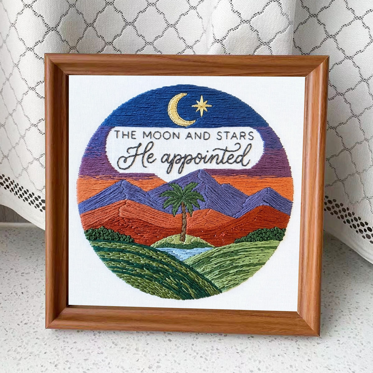 Rubbyoo Embroidery Kit - God Created The Lights Of The Sky | Genesis 1:16 | Christian Wall Art  - Embroidery Kit Plus An Extra Frame - image 8