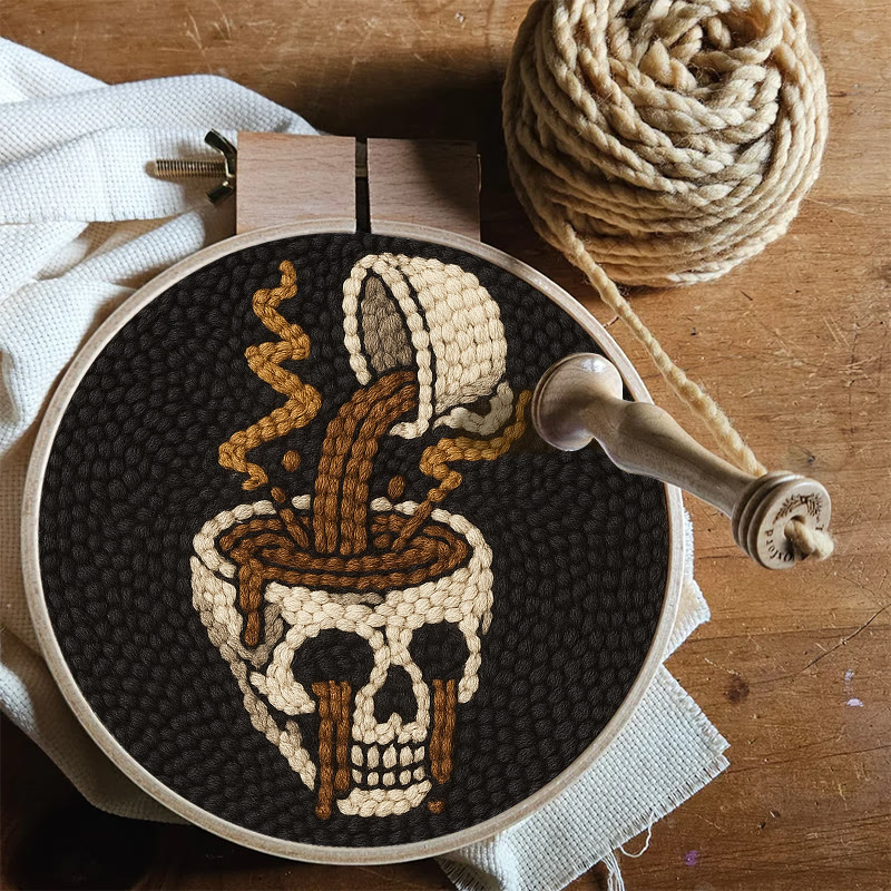 Coffee Skull Punch Needle Kit - Spooky Halloween Craft | Perfect For Holiday Decor - image 6