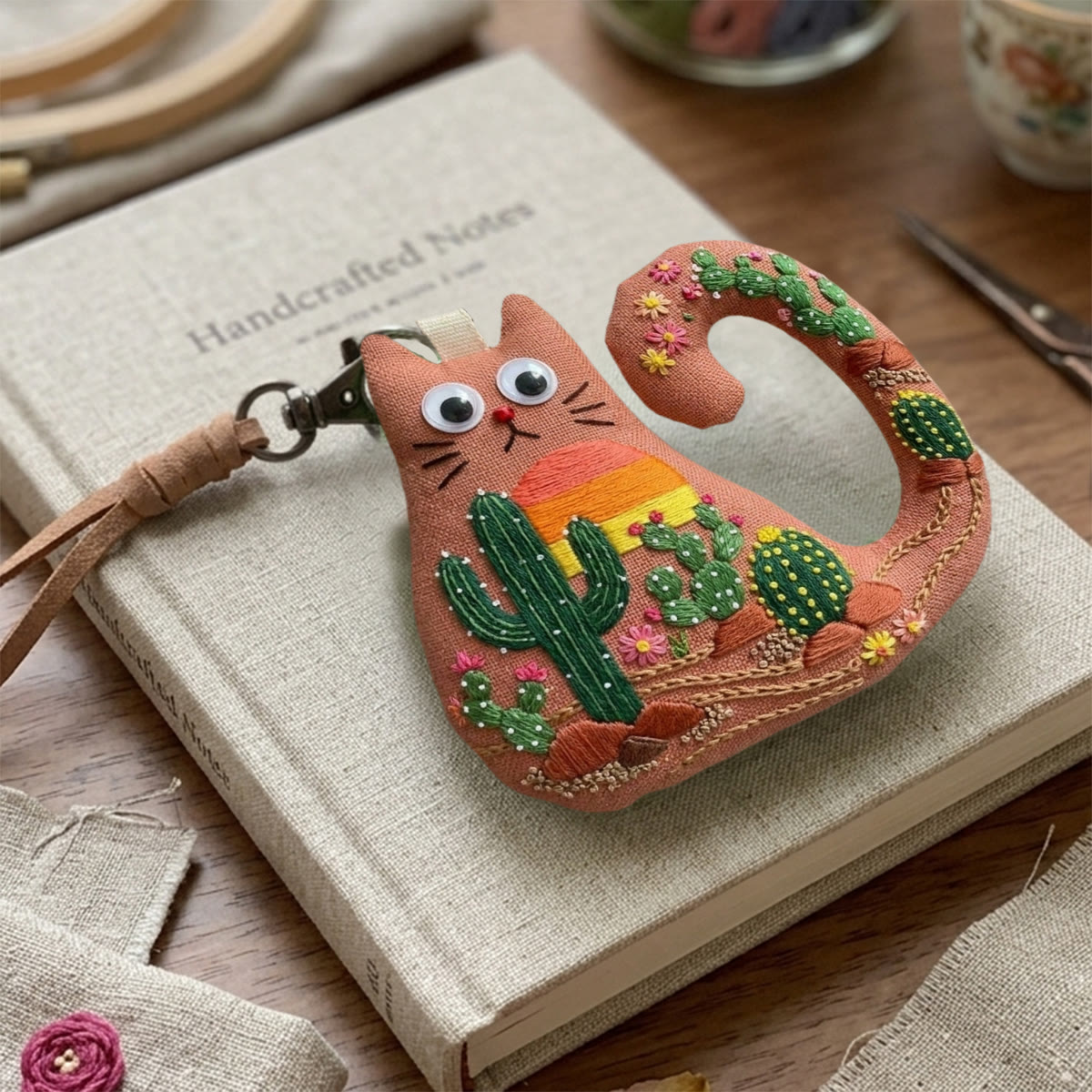 Rubbyoo Cat Embroidery Kit - Saguaro Cactus | Diy Birthday Gift | Summer Bag Decor - image 9