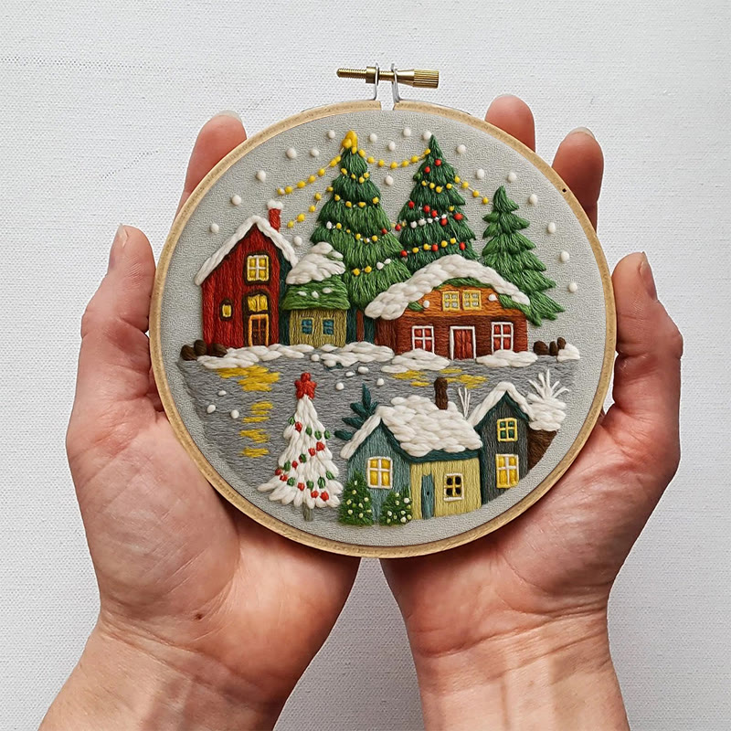 Rubbyoo Embroidery Kit - Christmas Colorful Cottage | Ideal Holiday Gifting Choice | Rich Texture Stitch Craft - image 6