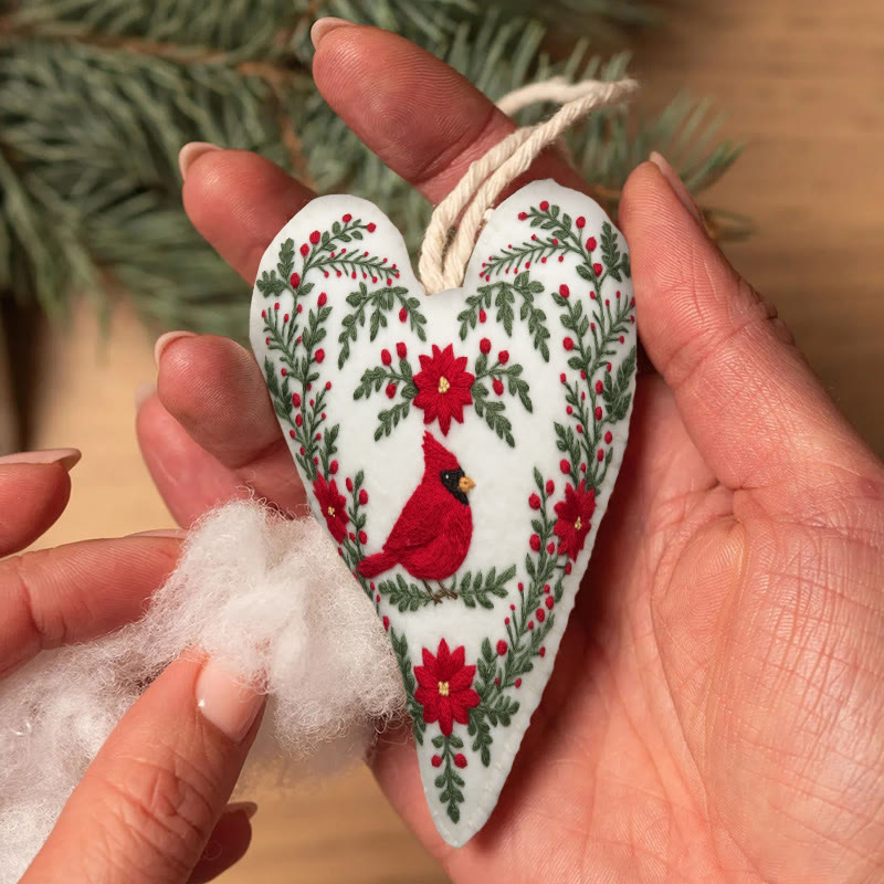 Rubbyoo Heart Embroidery Kit - Red Cardinal | Stunning Bird Craft | Perfect Christmas Hanging  - image 6