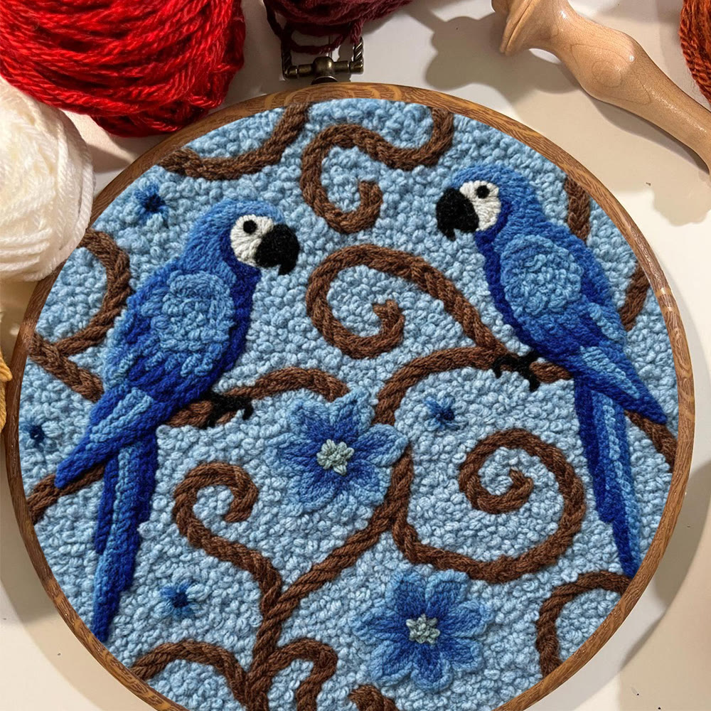 Blue Macaw Vine Floral Punch Needle Kit – Creative Handmade Diy Project | Exquisite Decorative Ornament - image 7