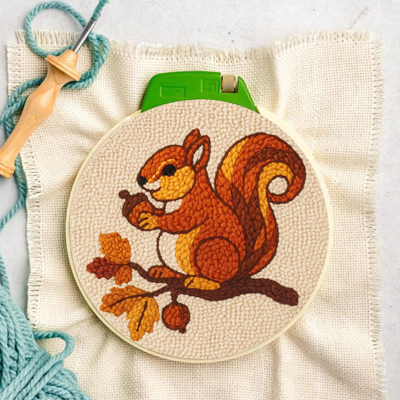  Little Squirrel Punch Needle Kit - Cute Animal Artcraft |  Beginner Handmade Coaster - image 7
