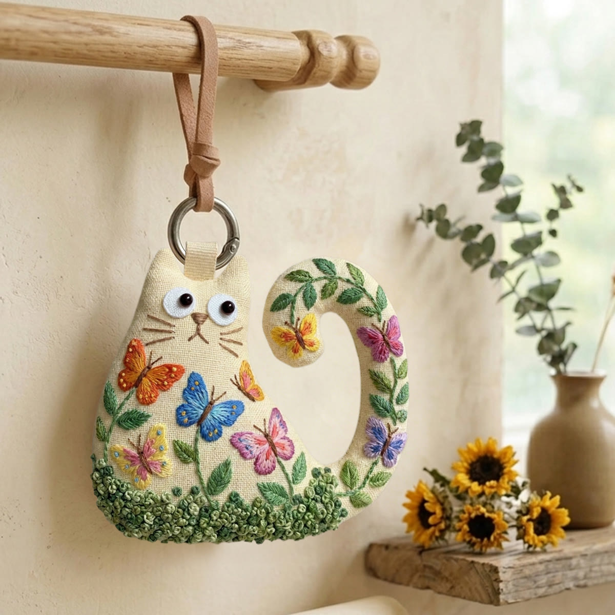 Rubbyoo Cat Embroidery Kit - Butterfly And Floral | Whimsical Gift For Her | Dreamy Nursery Decor - image 3
