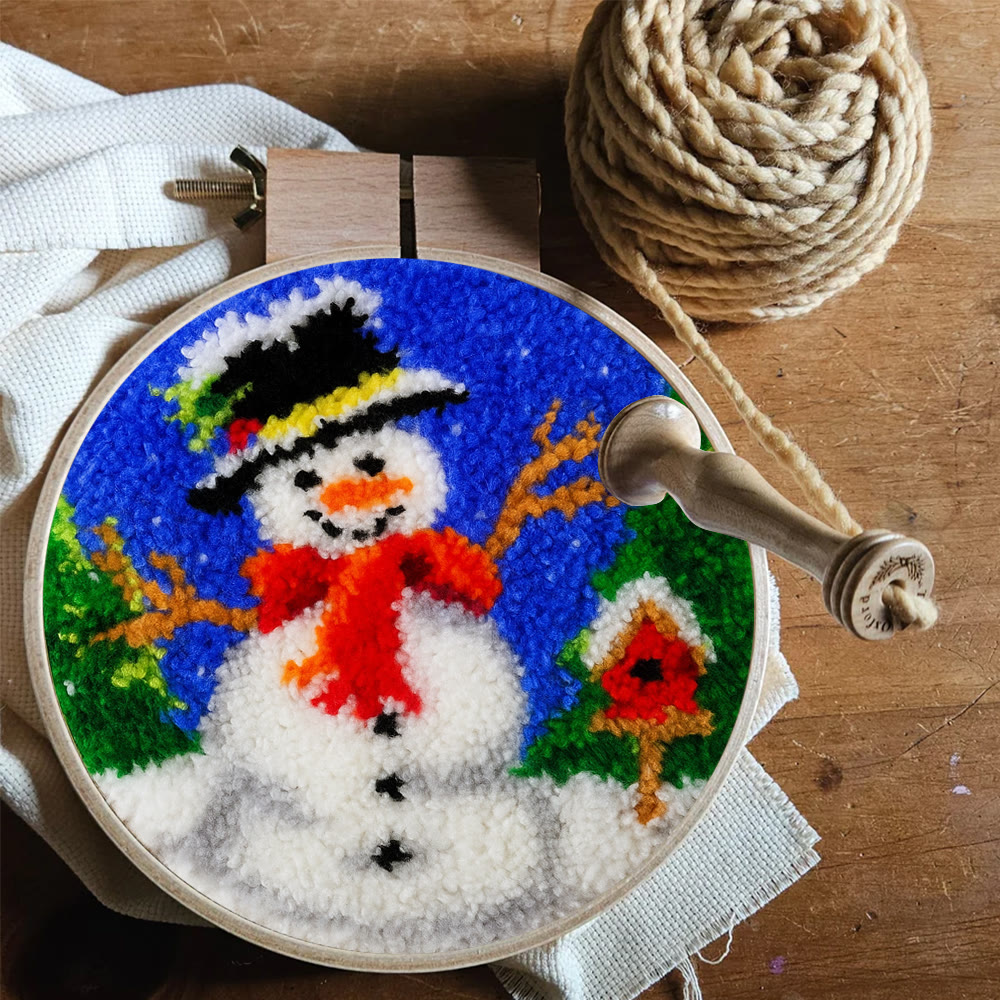 Happy Snowman Punch Needle Kit - Diy Christmas Coaster | Perfect Holiday Present  - image 9