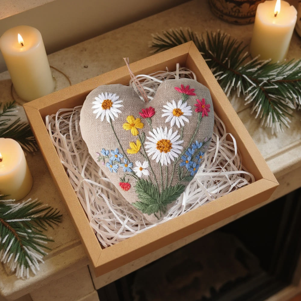 Rubbyoo Heart Embroidery Kit - Daisy Wildflower With Strawberry Motif | Beginner-easy Diy | Delightful Gifting Option - image 7