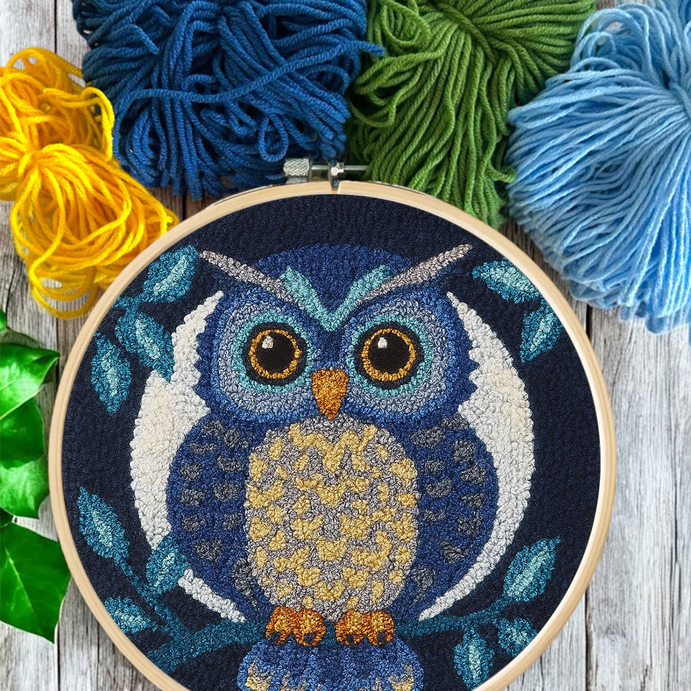 Blue Owl Punch Needle Kit - Handmade Craft | Detailed Outlines  - image 6
