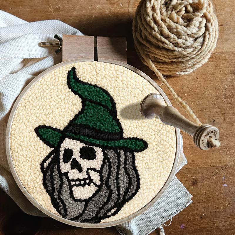 Spooky Wizard Punch Needle Kit - Halloween Skeleton Art | Nice Craft For Home Decor - image 5
