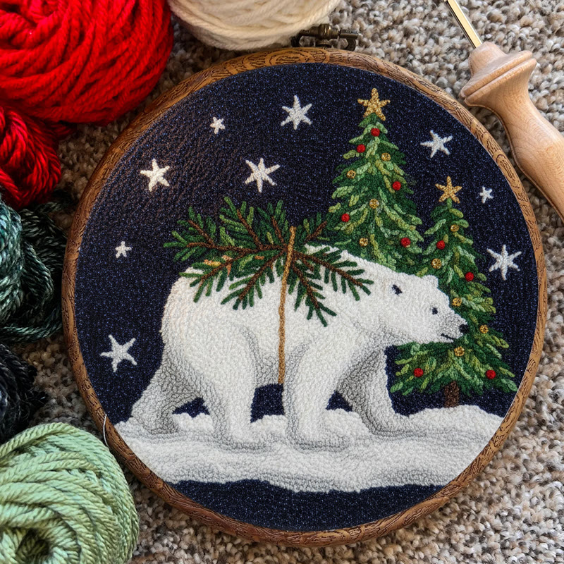 Polar Bears Punch Needle Kit - Christmas Tree Ornament | Easy Handmade Craft For Adults - image 10