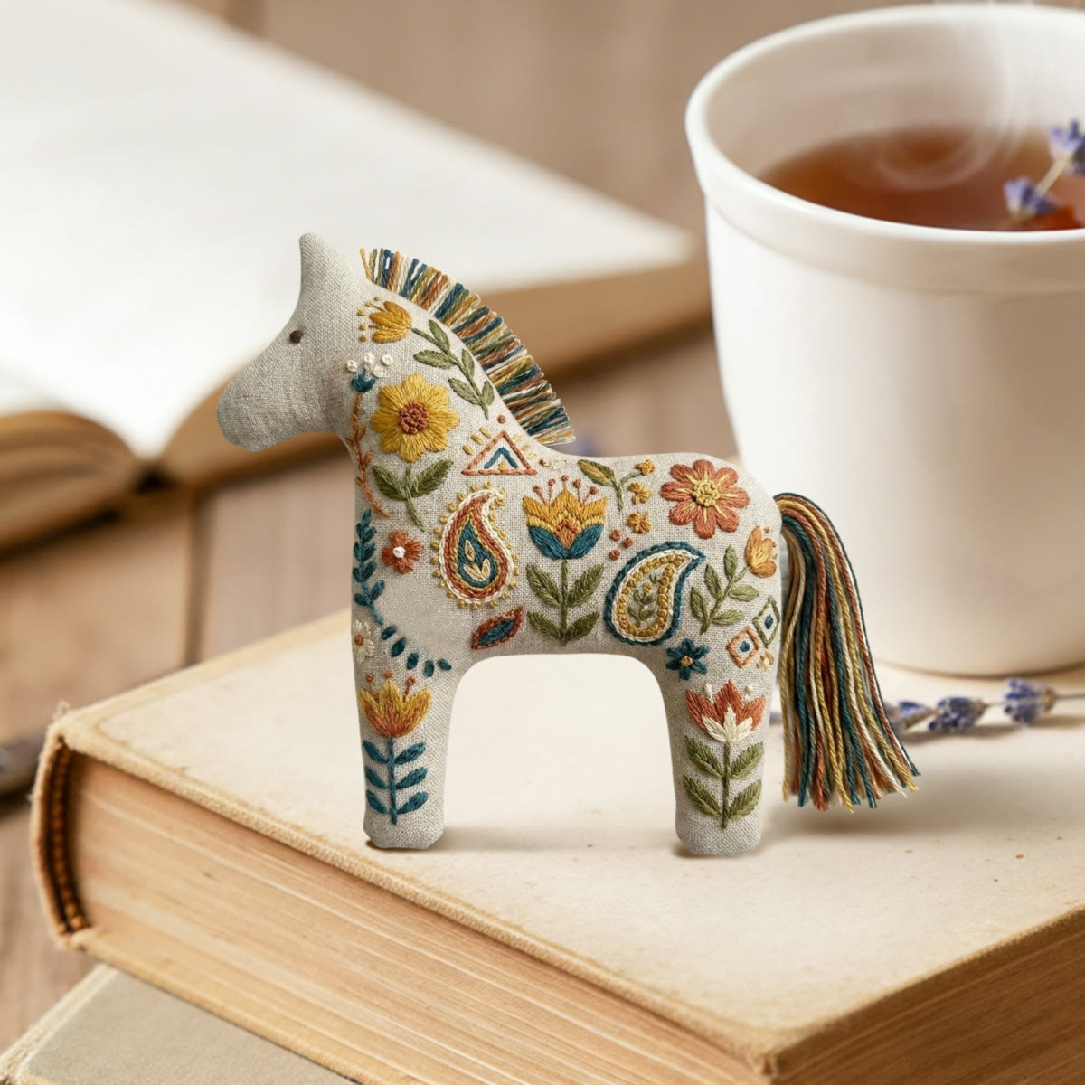 Rubbyoo Dala Horse Embroidery Kit - Colorful Flowers | Amazing Birthday Gift For Friends | Nice Wall Hanging - image 4