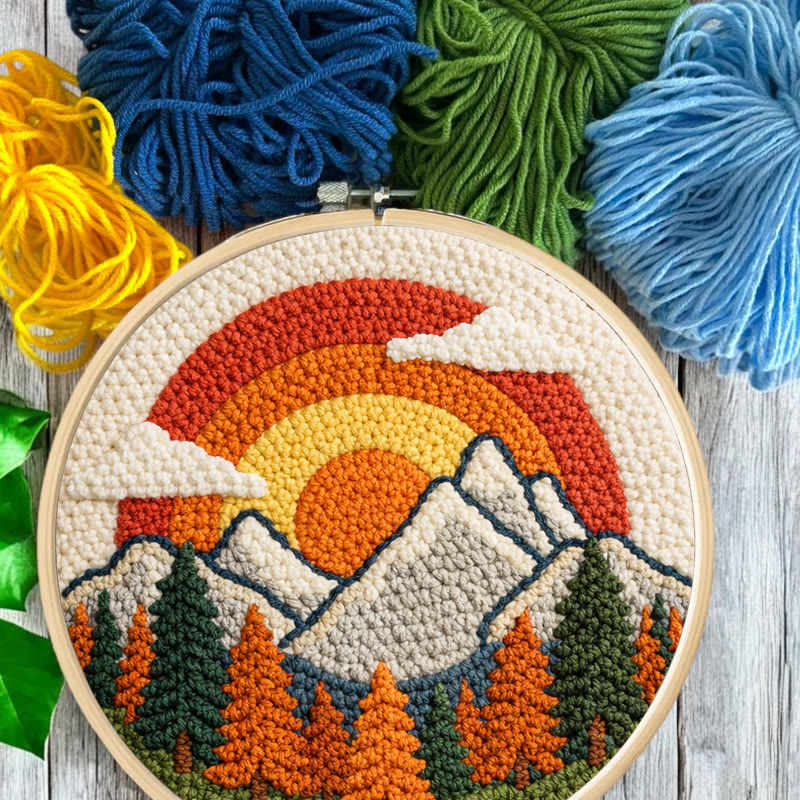 Vibrant Rainbow Mountain Sunrise Punch Needle Kit – Cheerful Handcraft Creation | Newbie-friendly Diy Project - image 10