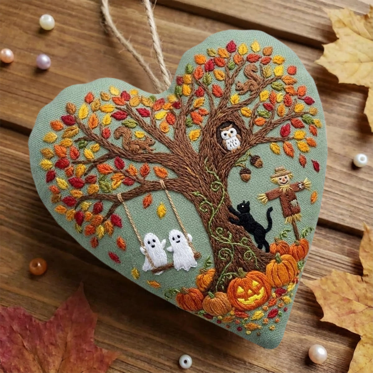 Rubbyoo Heart Embroidery Kit - Halloween Farmhouse | Easy-to-do Handmade Ornament | Cute Cartoon Halloween Pattern  - image 7