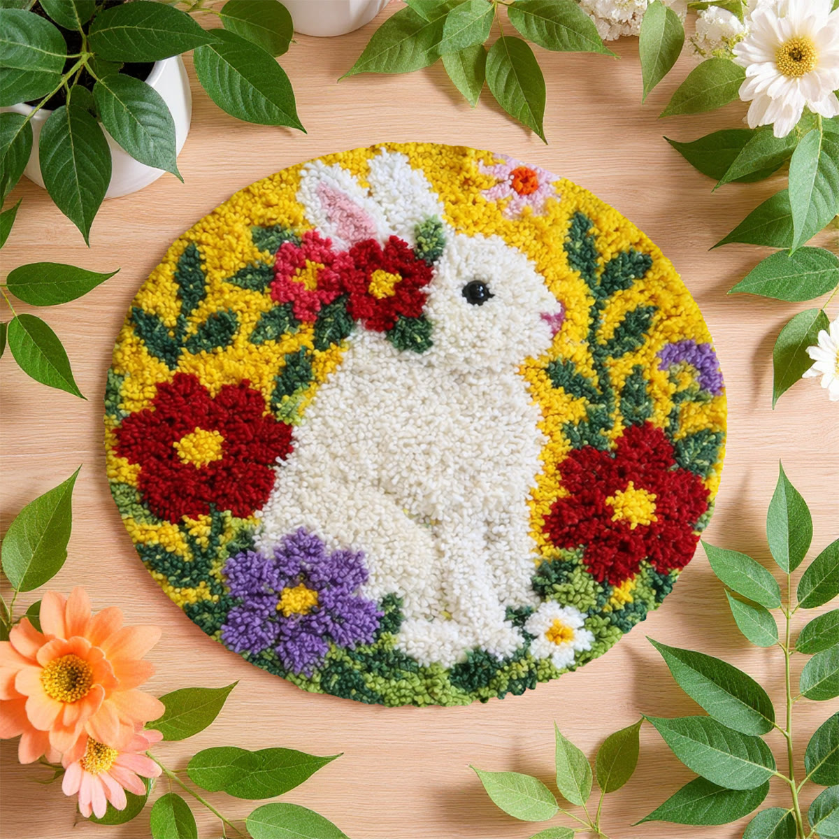 Rubbyoo Latch Hook Rug Kit - Floral Bunny | Adorable Animal Craft | Nice Handmade Easter Gift  - image 7