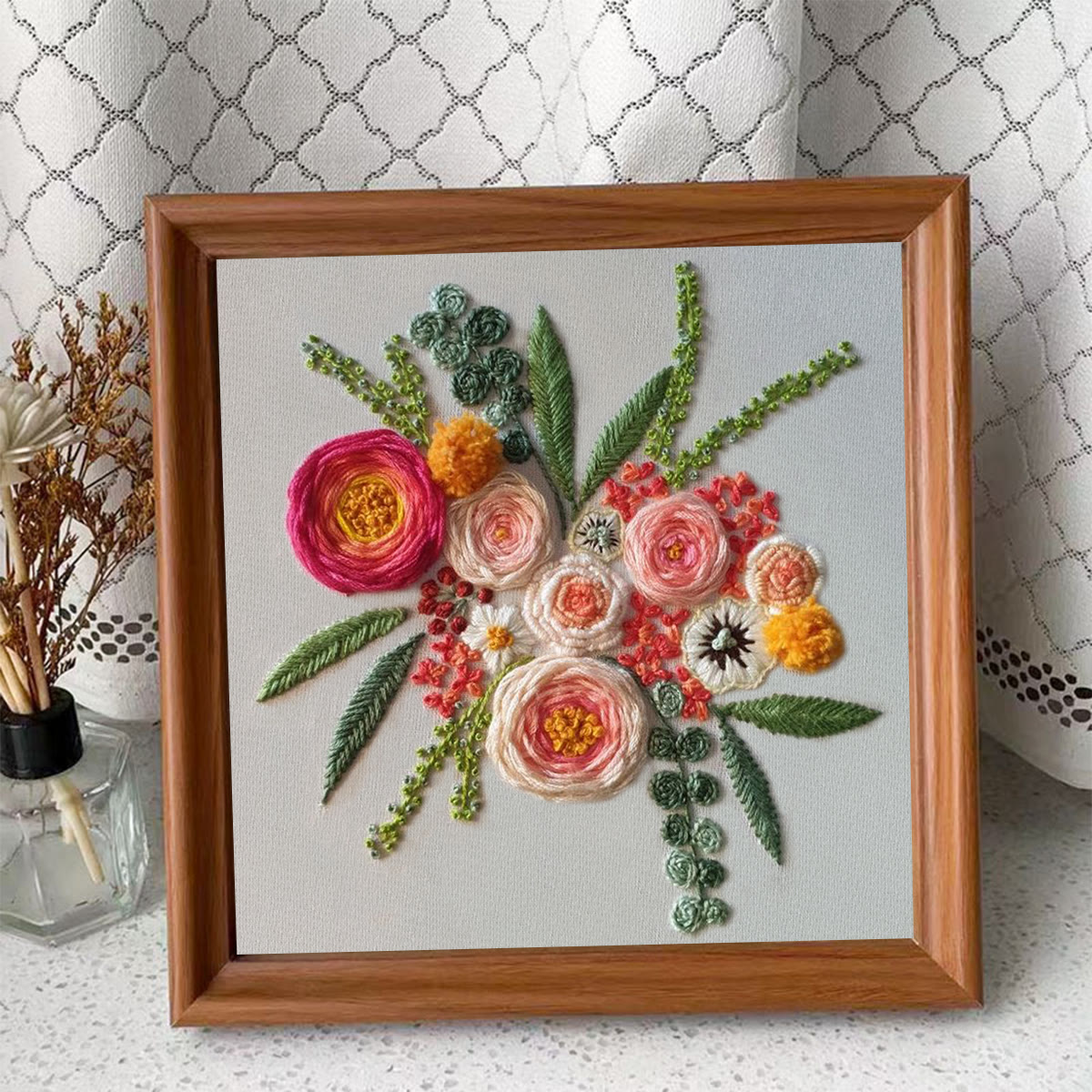 Rubbyoo Embroidery Kit - Spring Blooming | Floral Handmade Craft | Diy Sewing Art - Embroidery Kit Plus An Extra Frame - image 10