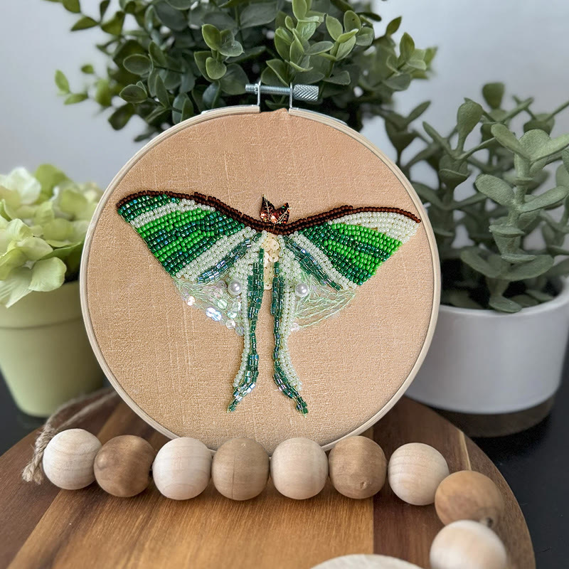 Rubbyoo Bead Embroidery Kit - Green Luna Moth | Exquisite Handmade Craft | Nice Home Decor - image 3