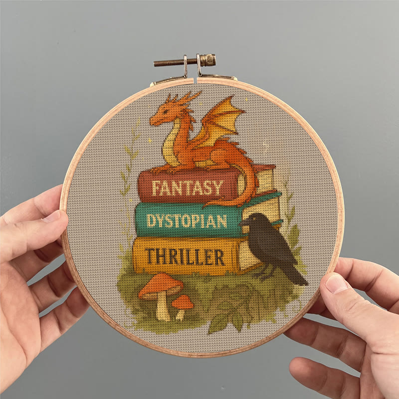  Cross Stitch Kit - Whimsical Dragon With Book | Fantasy Needlepoint | Nice Room Decor - image 6