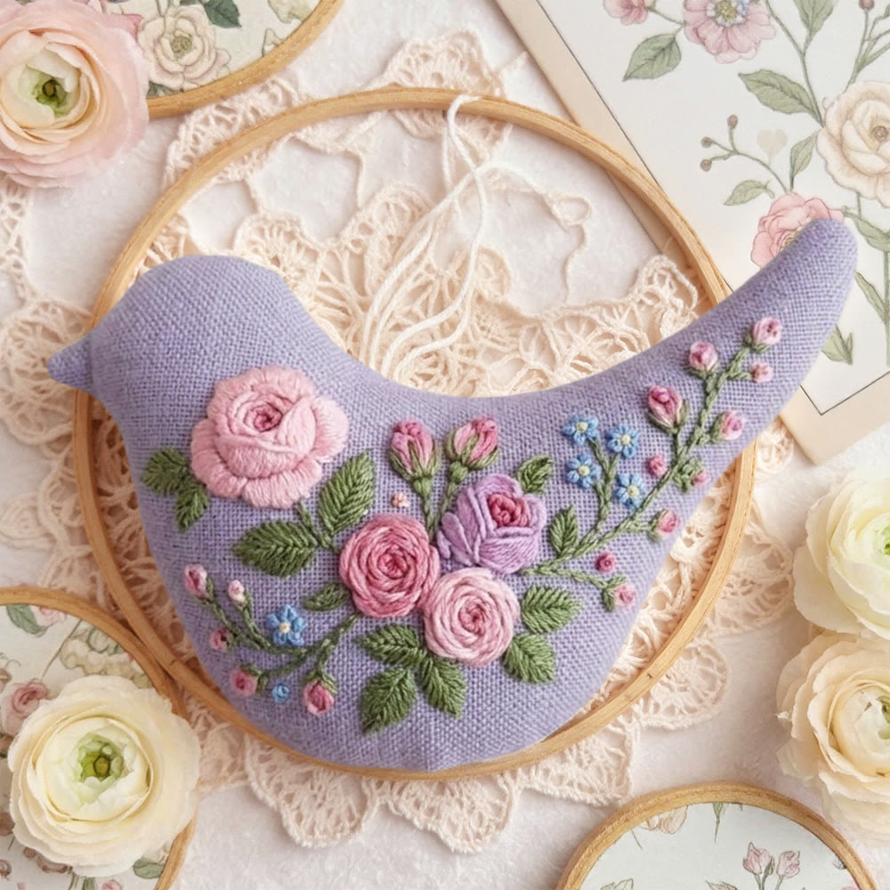 Rubbyoo Bird-shaped Embroidery Kit - Rose Love | Diy Spring Decorations | Gift For Mom - image 6