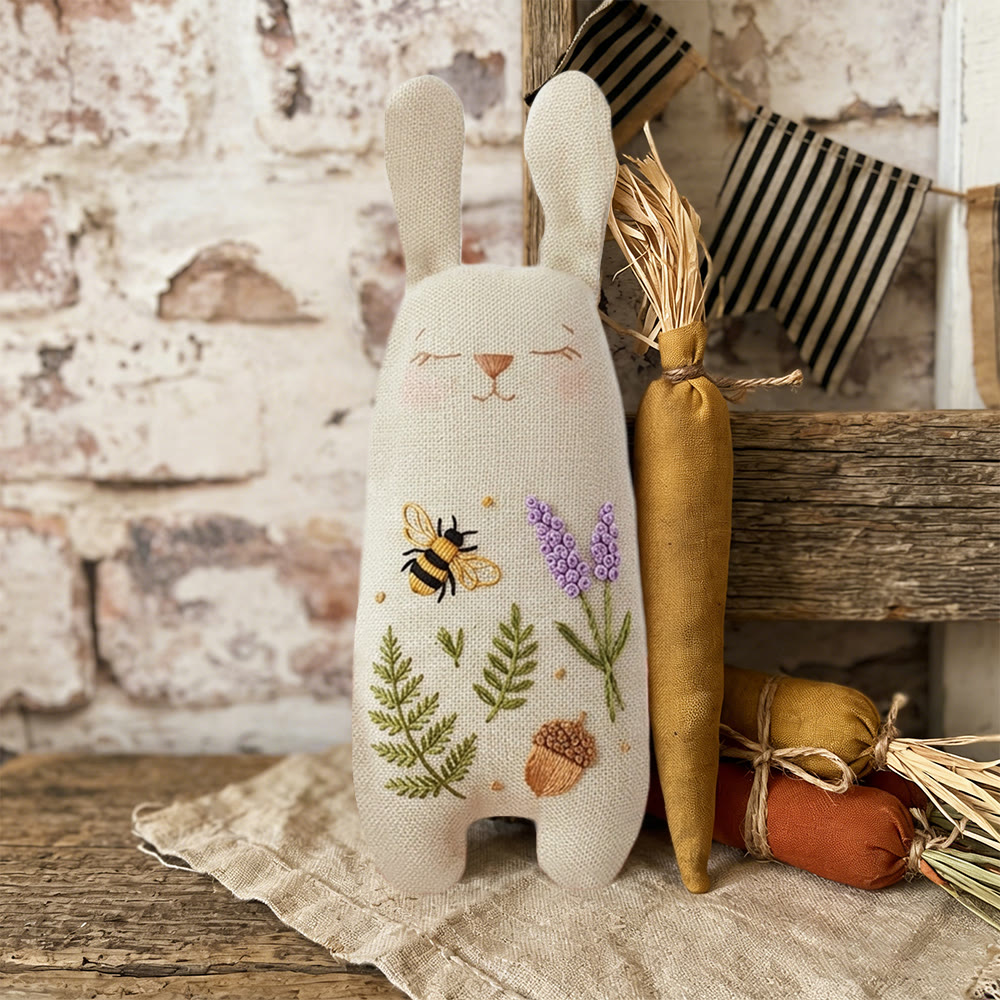 Rubbyoo Bunny Toy Embroidery Kit - Bee And Flower | Diy Craft For Beginner | Unique Handmade Needlework - image 2