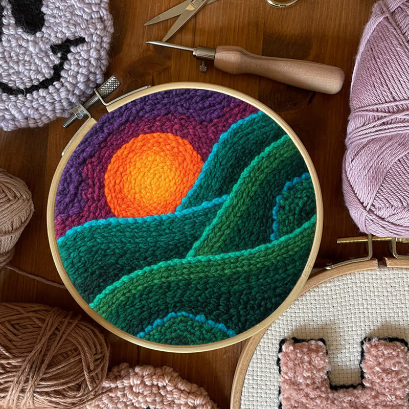 Purple Hued Sunset Mountain Range Punch Needle Kit – Handmade Decor Pendant | Newbie Friendly Diy Craft - image 9