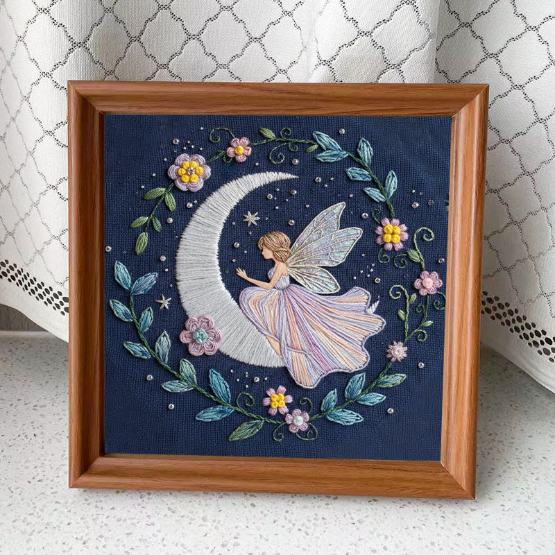 Rubbyoo Embroidery Kit - Fairy And Moon |  Celestial Needle Art | Unique Handmade Craft  - Embroidery Kit Plus An Extra Frame - image 10