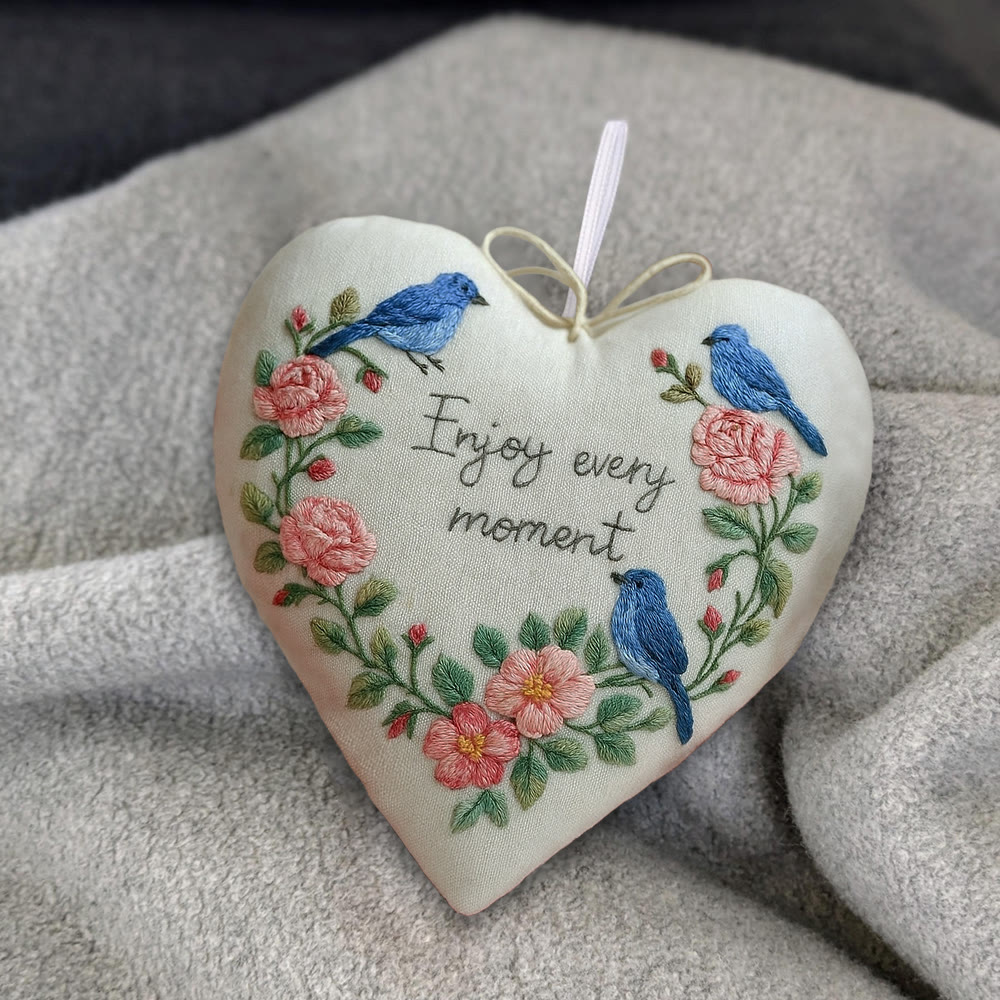 Rubbyoo Heart Embroidery Kit - Enjoy Every Moment | Handmade Wall Decor | Perfect Gift For Crafter - image 3