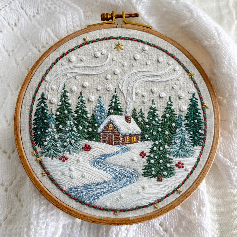 Rubbyoo Embroidery Kit - Winter Village | Diy Holiday Ornament | Nice Stitch Artwork - image 7