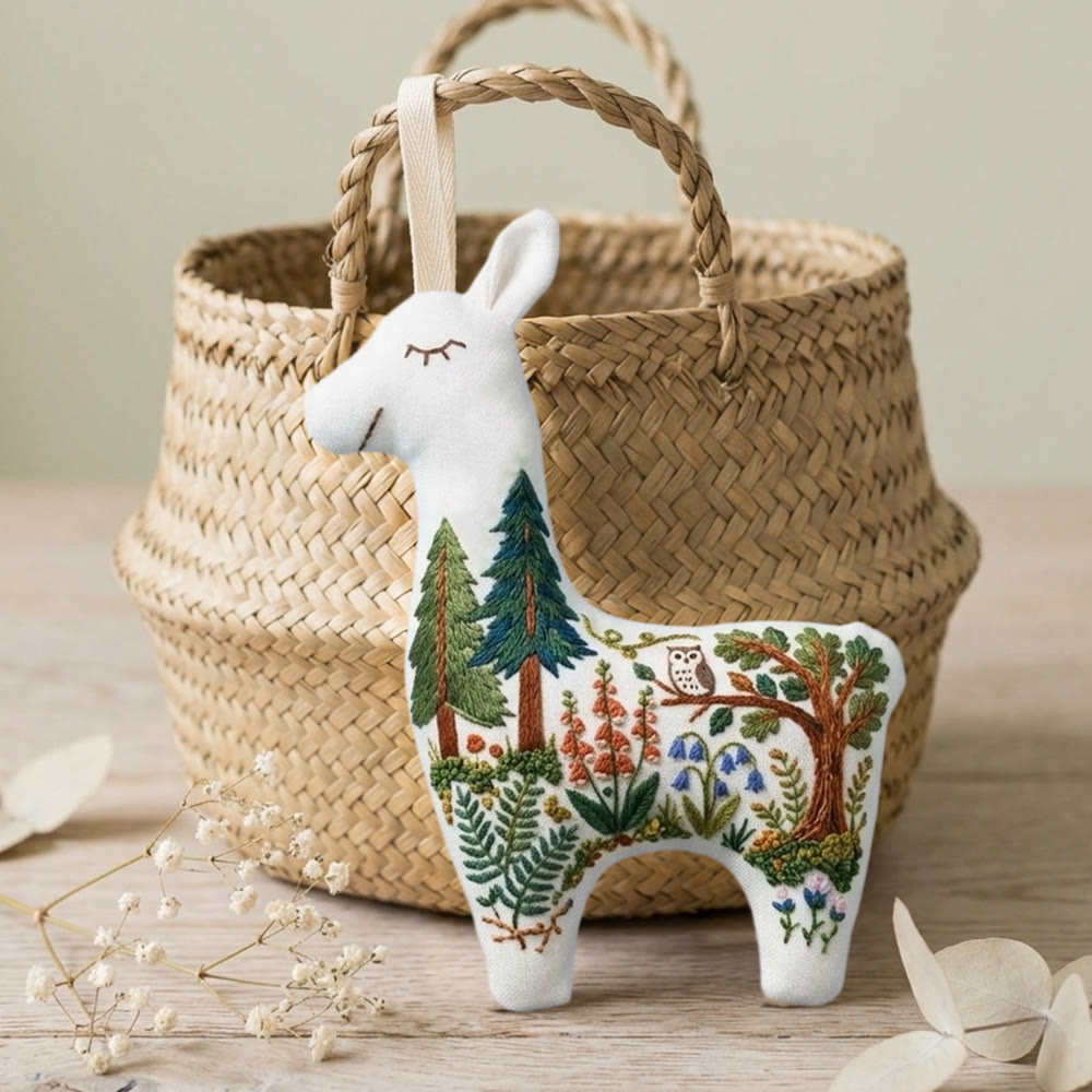 Rubbyoo Llama Embroidery Kit - Forest Scene | Wall Hanging Art | Special Handmade Craft  - image 4