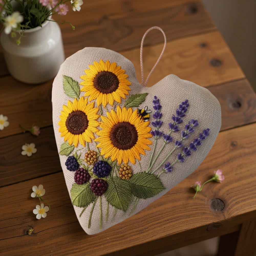 Rubbyoo Heart Embroidery Kit - Sunflower Lavender | Vibrant Handstitched Craft | Bright Home Decor Adornment - image 8