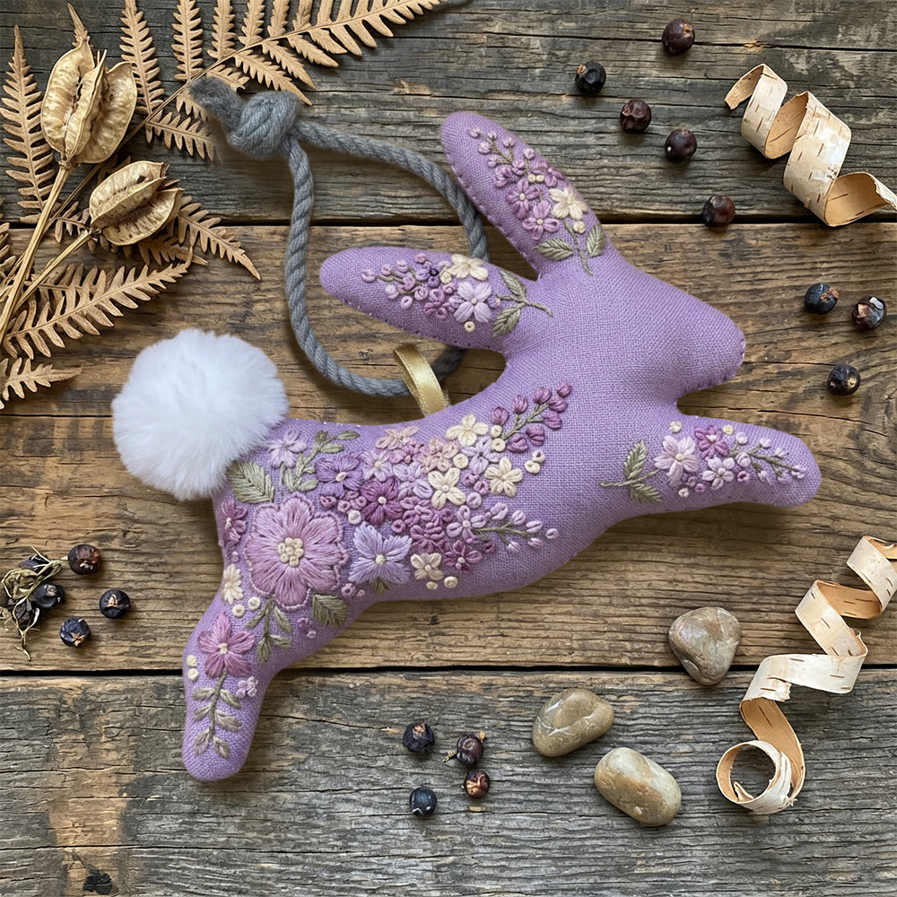 Rubbyoo Rabbit Embroidery Kit - Lavender And Peony | Relaxing Handcraft | Perfect Gifting Ornament - image 5