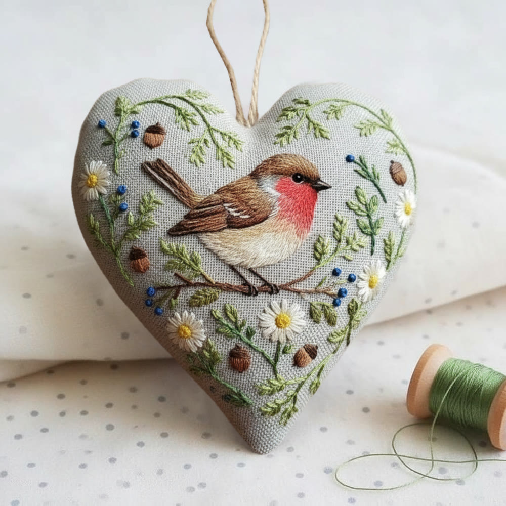 Rubbyoo Heart Embroidery Kit - Garden Robin Daisy | Gentle Handcraft Activity | Heartwarming Home Touch - image 9