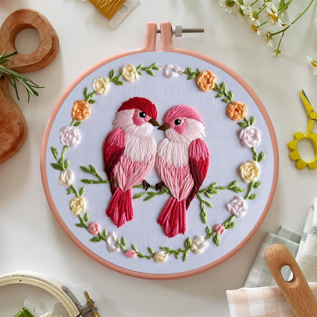 Rubbyoo Embroidery Kit - Double Bird Wreath | Home Decor | Gifting Top Choice | Holiday Essential - image 5