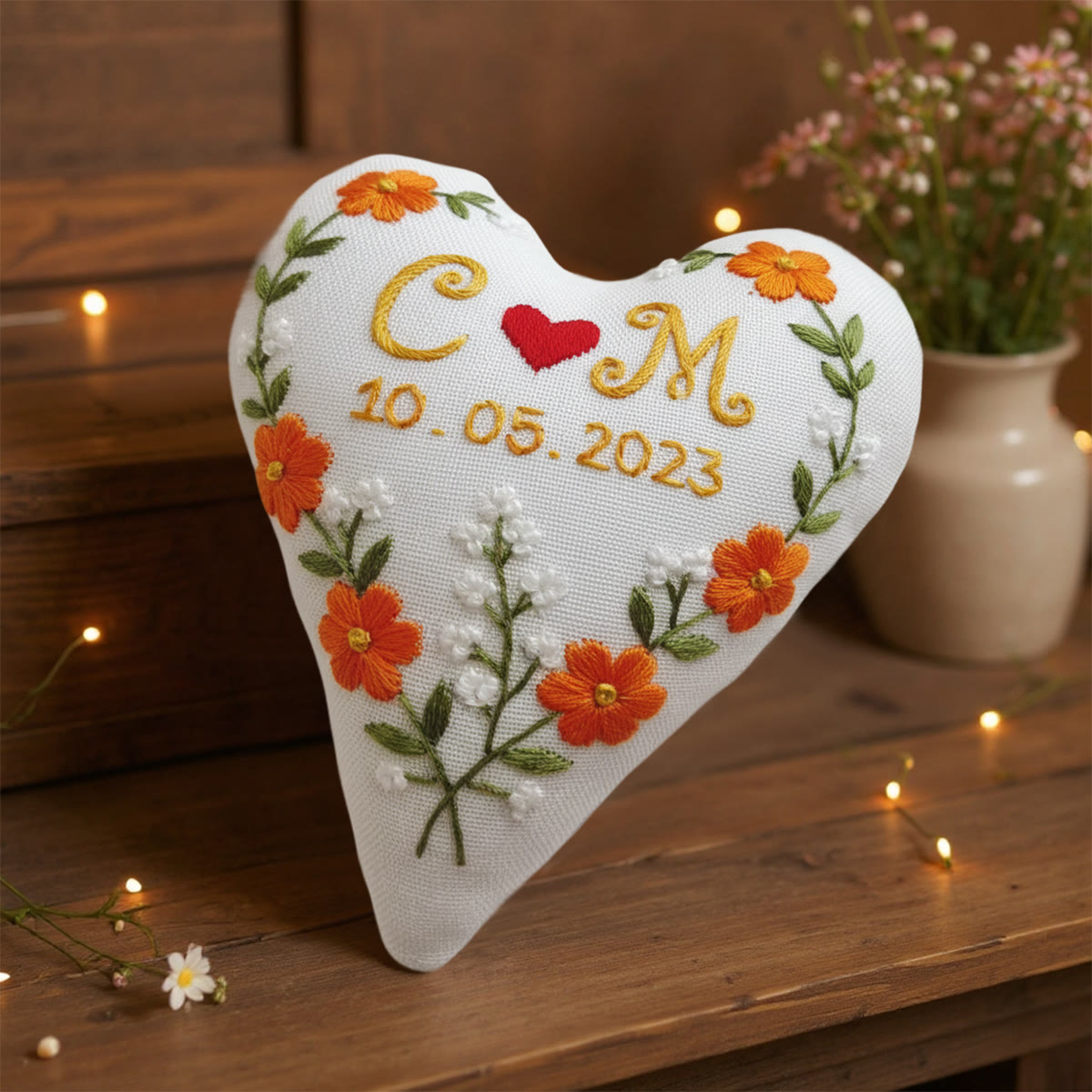 Rubbyoo Heart Embroidery Kit - Romantic Flower | Handmade Set For Beginners | Diy Home Decoration - image 5