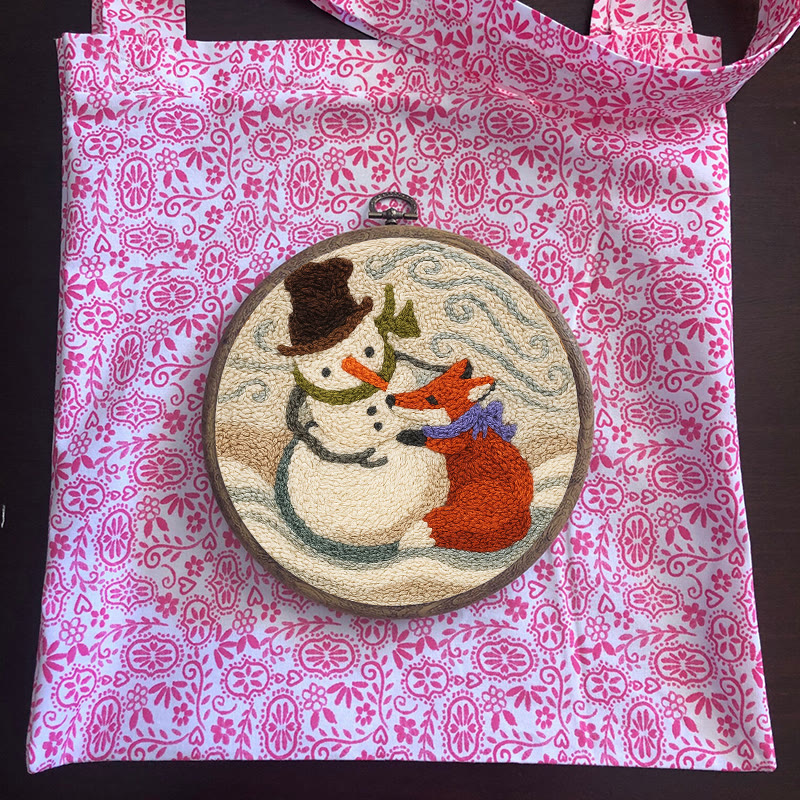 Fox And Snowman Punch Needle Kit - Winter Animal Artwork | Unique Christmas Collection  - image 10