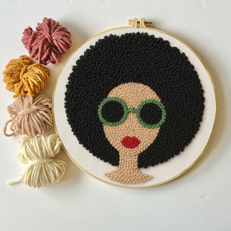 Fashionable Woman Punch Needle Kit - Needle Craft  For Beginners | Diy Wall Hanging - image 7