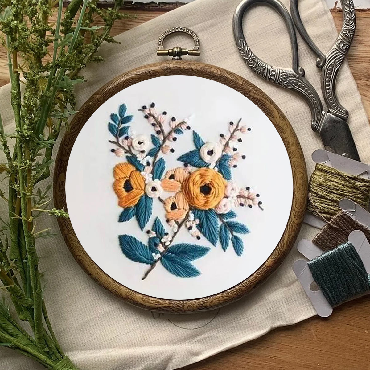 Rubbyoo Embroidery Kit- Modern Flower Design 2 | Diy Craft Kits,Hand Stitch,For Craft Lover - image 8